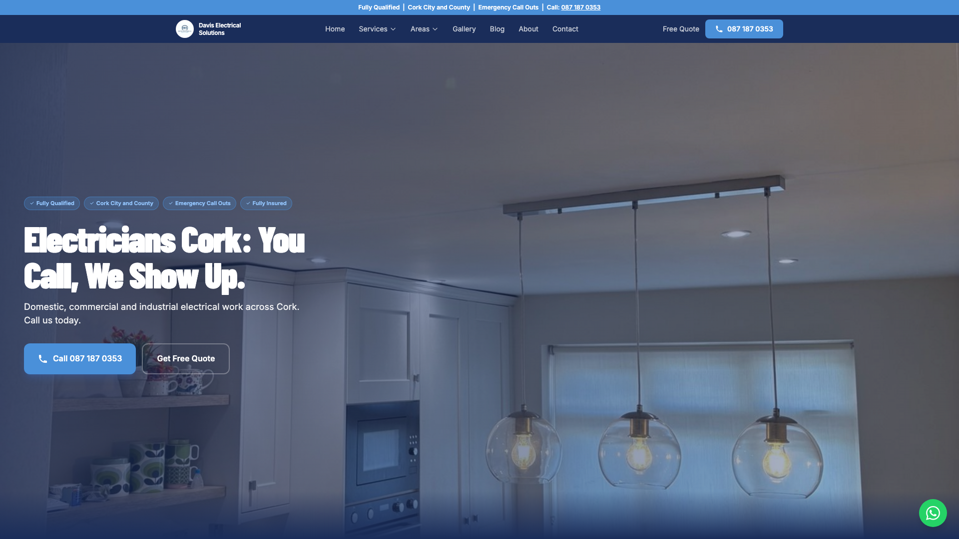 Davis Electrical Solutions website homepage, built by Emerald Growth